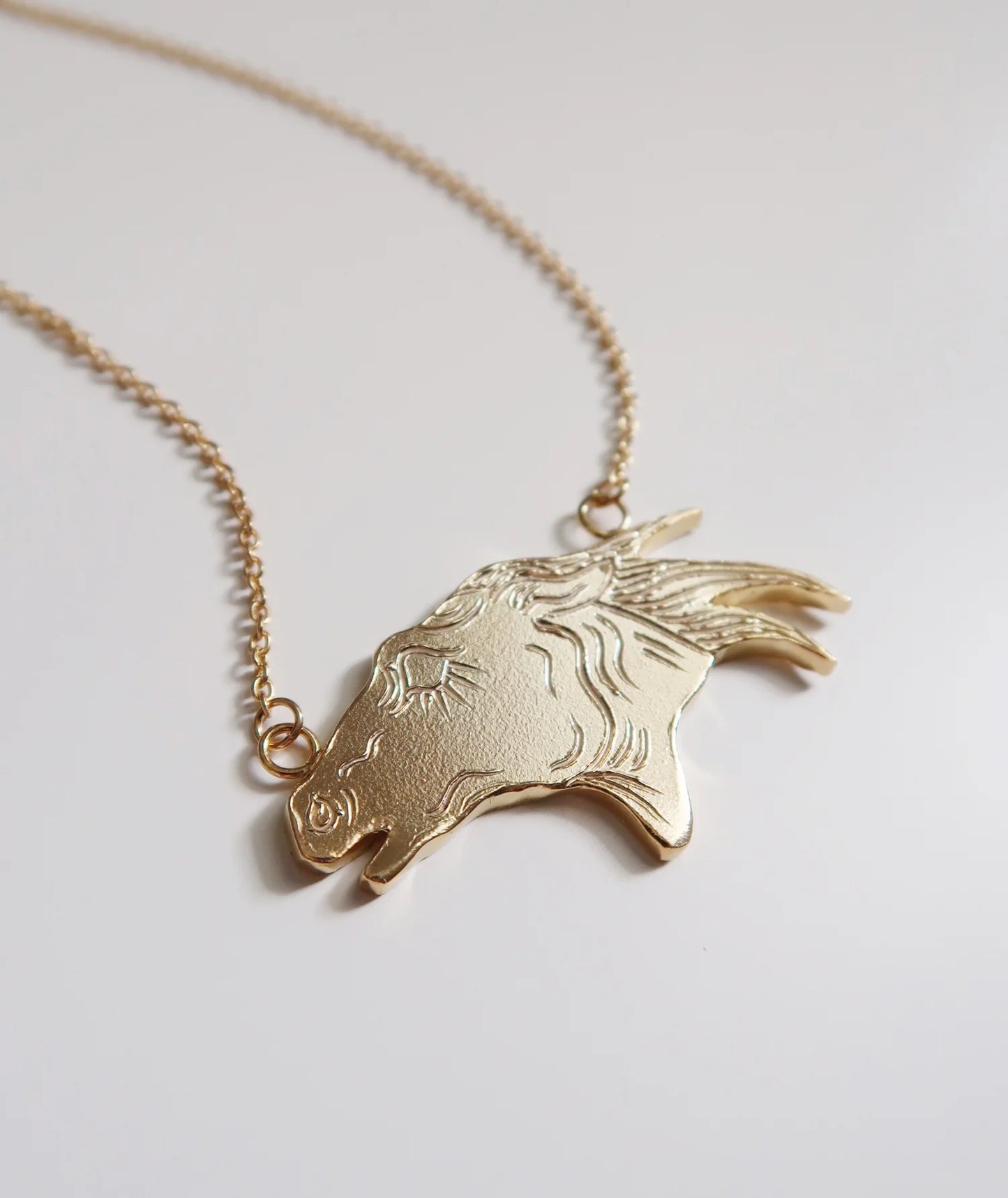 Horse Head Necklace - Gold Plated Sterling Silver