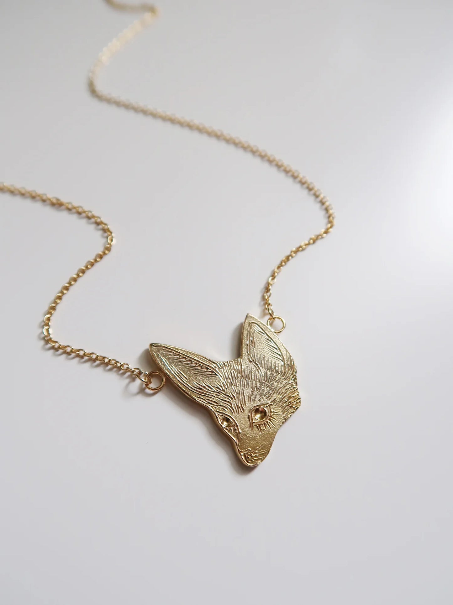 Fennec Fox Necklace - Gold Plated Sterling Silver