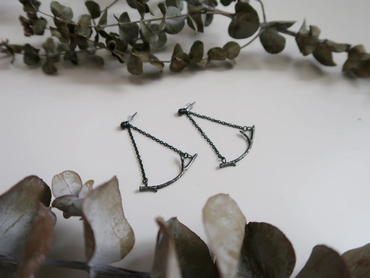 Branch Chandelier Earrings - Oxidized Silver