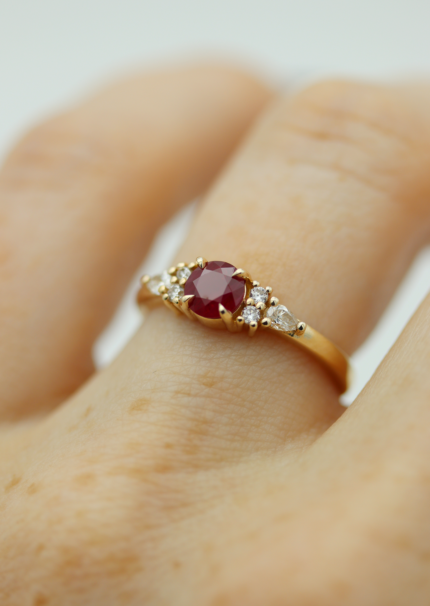 Rory 0.65ct Natural Round Brilliant Cut Ruby Engagement Ring