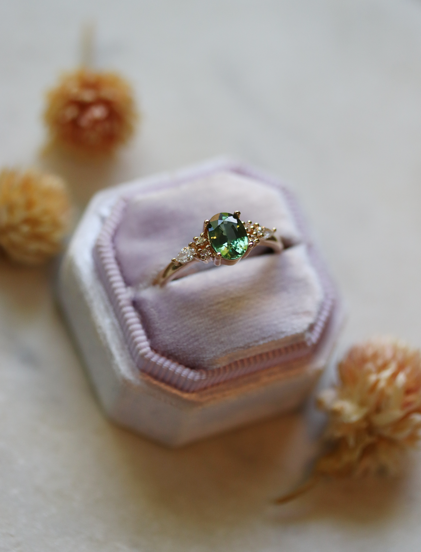 Isla 1.09ct Forest Green Oval Sapphire Engagement Ring