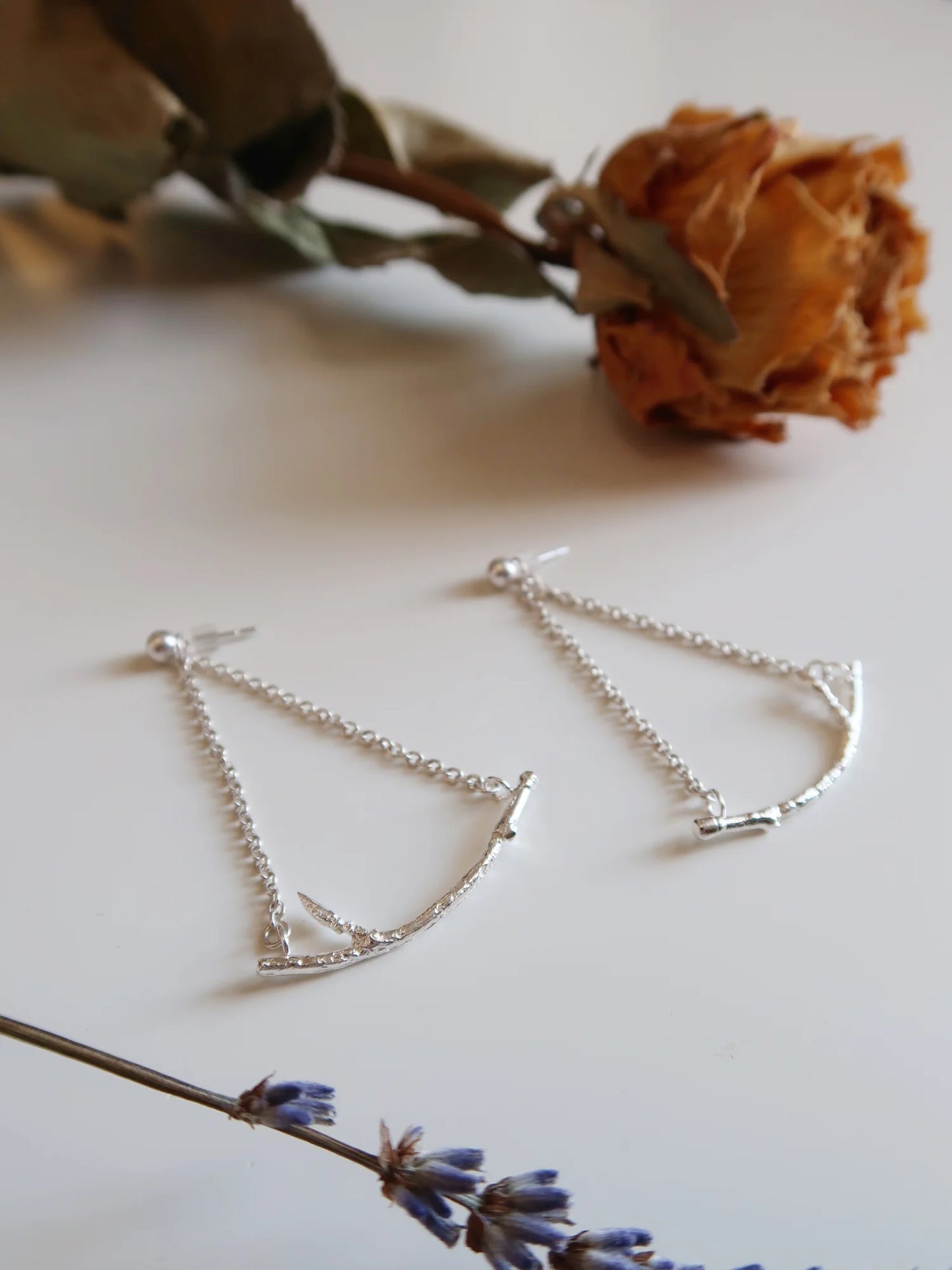 Silver Branch Chandelier Earrings