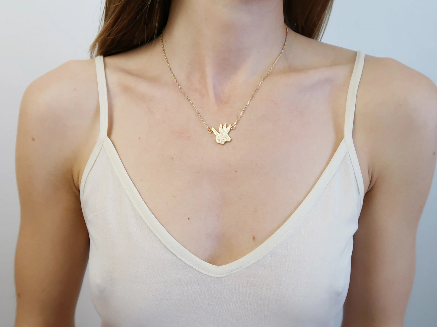 Two-Headed Rabbit Necklace - Gold Plated Sterling Silver