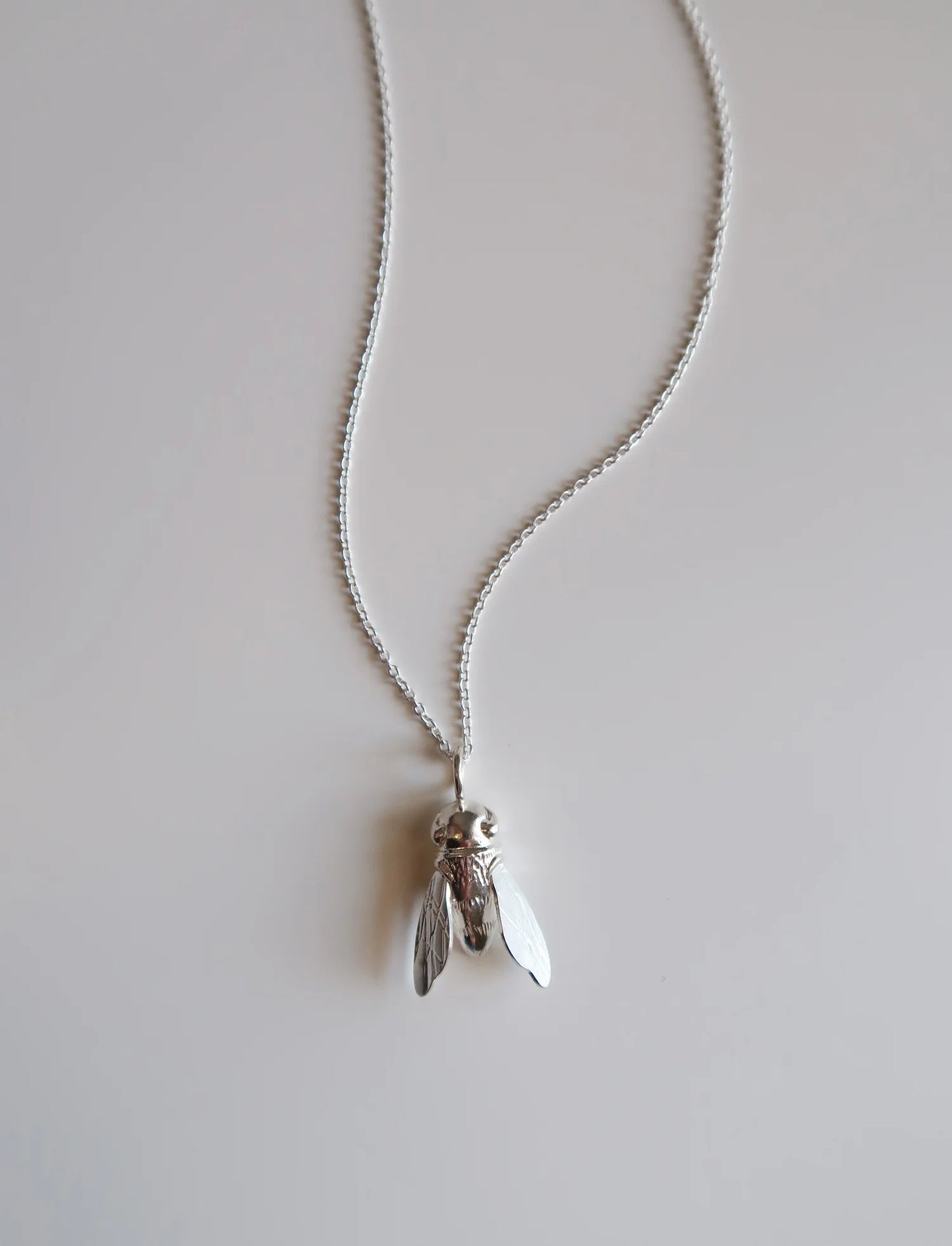 Sculptural Bee Necklace - Sterling Silver
