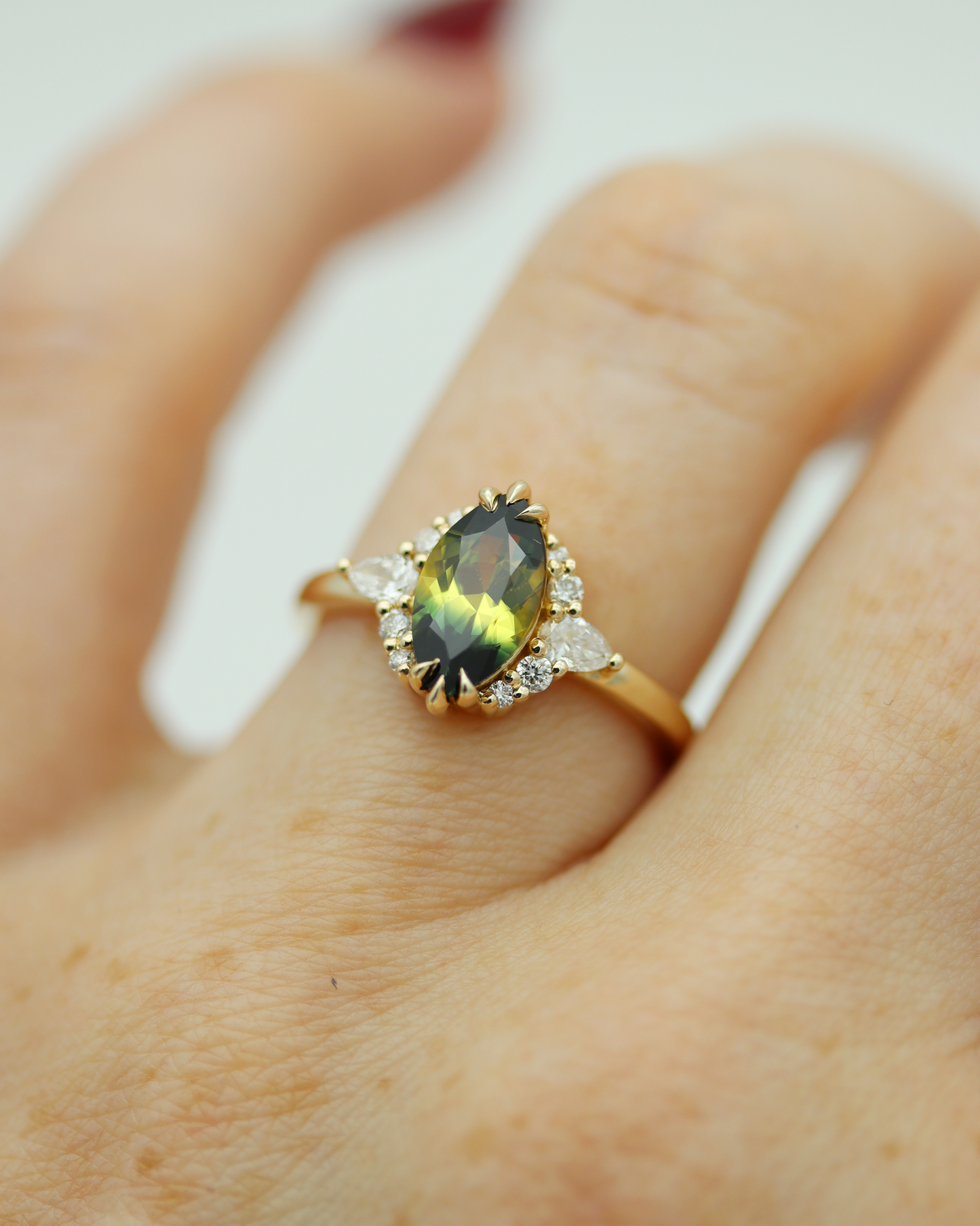 Rhonwen 1.65ct Marquise Parti Sapphire Engagement Ring (Available for Custom)