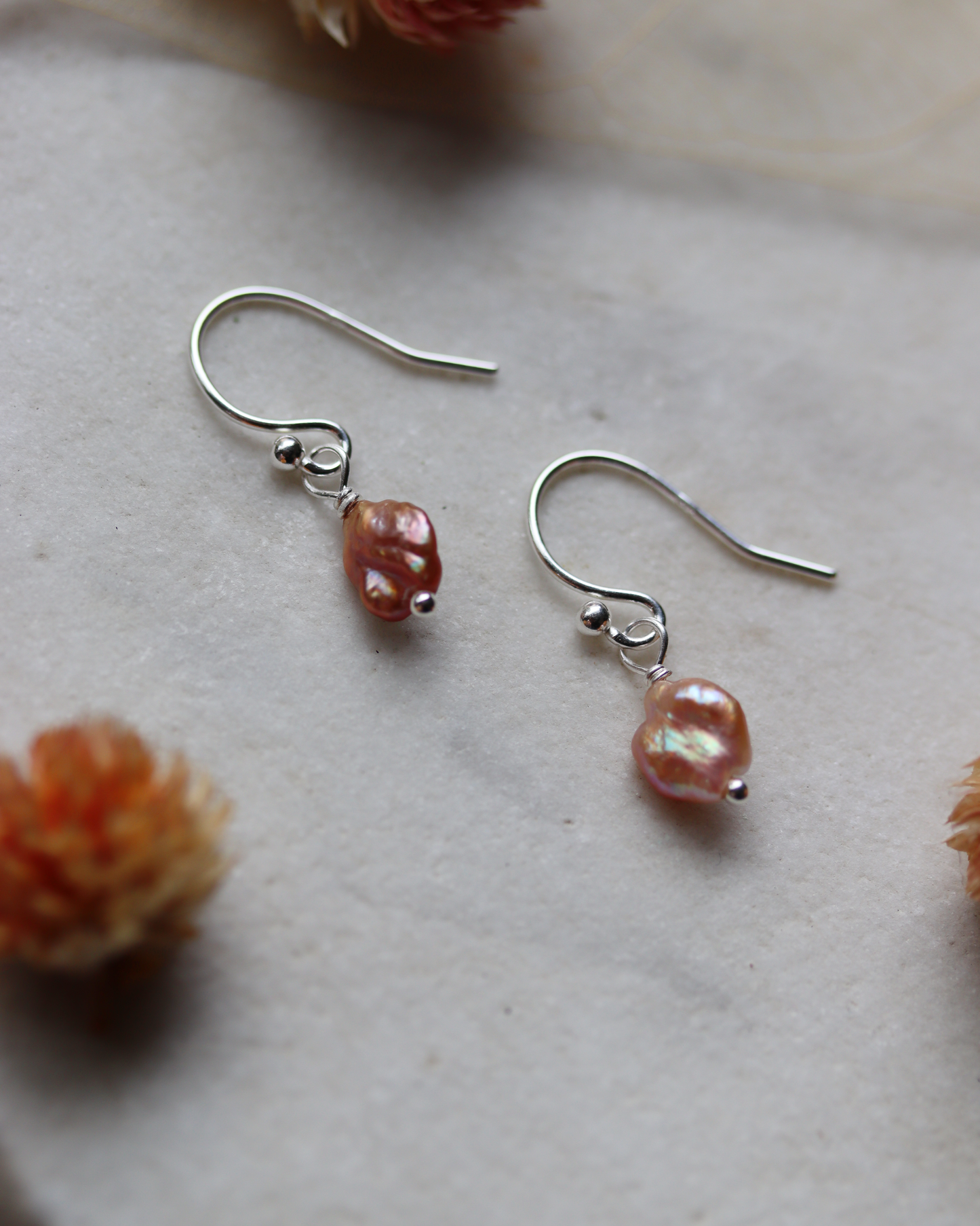 Sterling Silver Mini Pink Pearl Earrings
