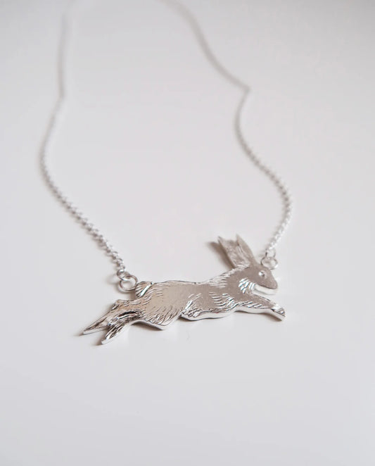 Leaping Rabbit Necklace - Sterling Silver