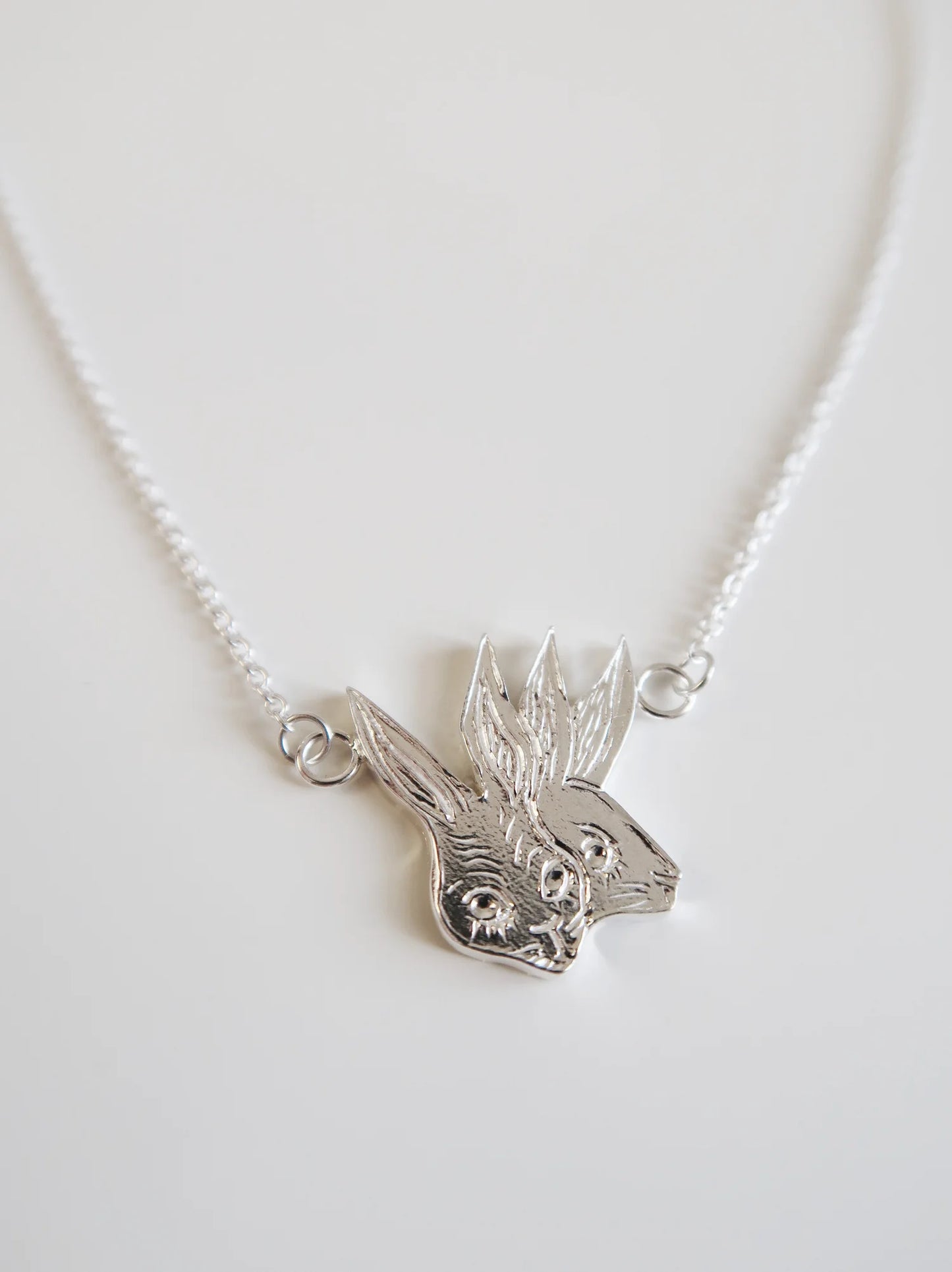 Two-Headed Rabbit Necklace - Sterling Silver
