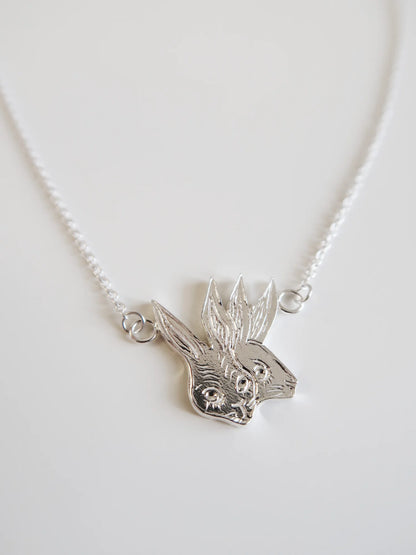 Two-Headed Rabbit Necklace - Sterling Silver