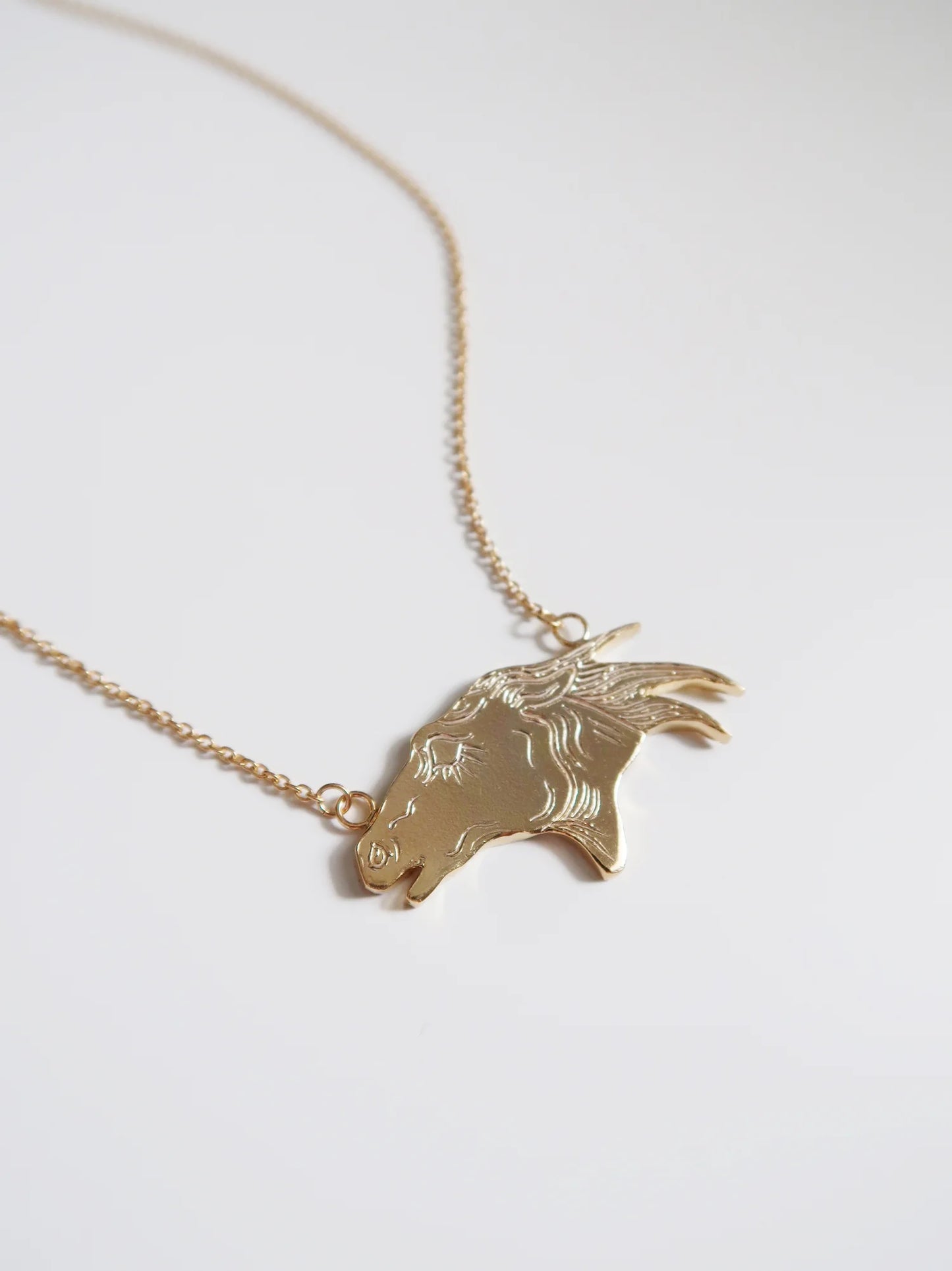 Horse Head Necklace - Gold Plated Sterling Silver