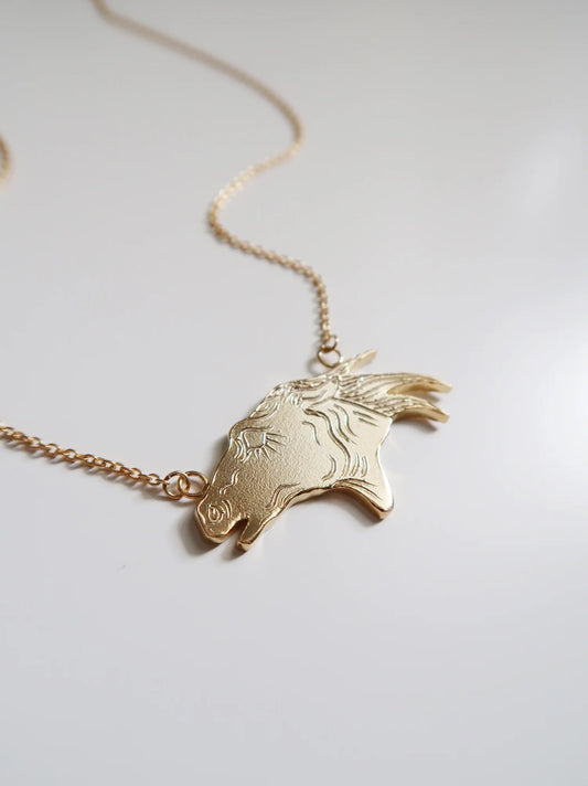 Horse Head Necklace - Gold Plated Sterling Silver
