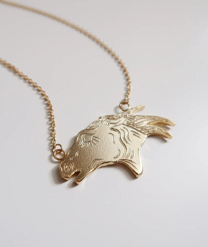 Horse Head Necklace - Gold Plated Sterling Silver