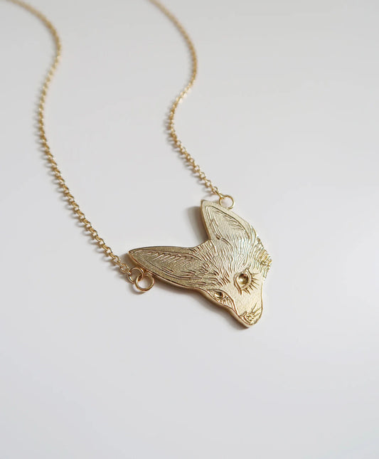 Fennec Fox Necklace - Gold Plated Sterling Silver