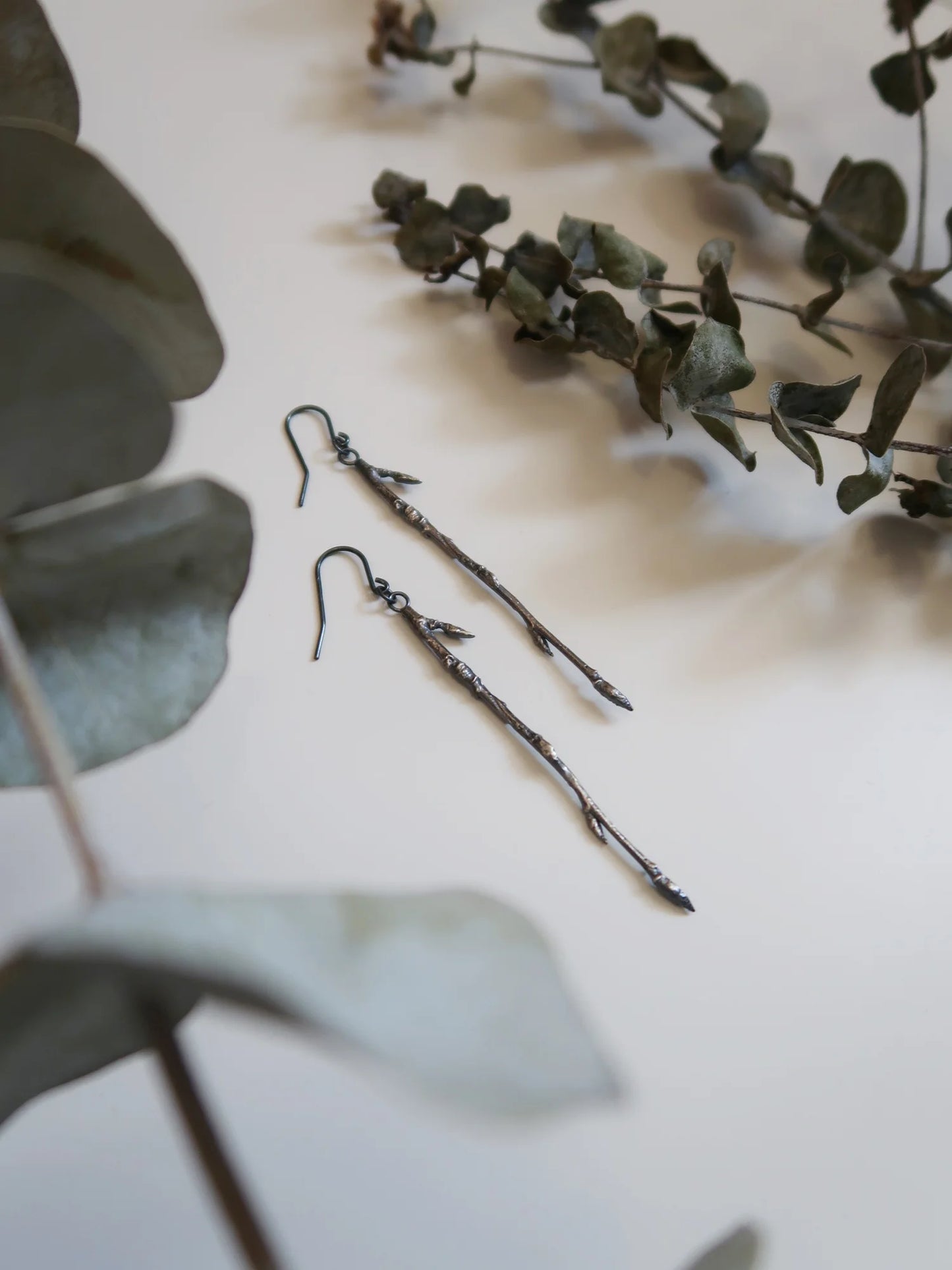 Branch Dangle Earrings - Oxidized Silver