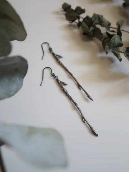 Branch Dangle Earrings - Oxidized Silver