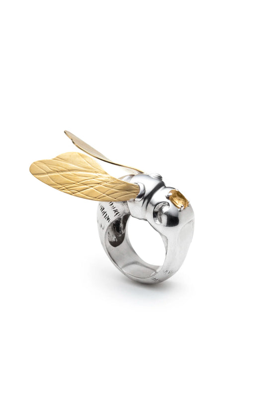 Queen Bee Ring - Sterling Silver, Gold Vermeil, Citrine