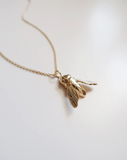 Sculptural Bee Necklace - Gold Plated Sterling Silver