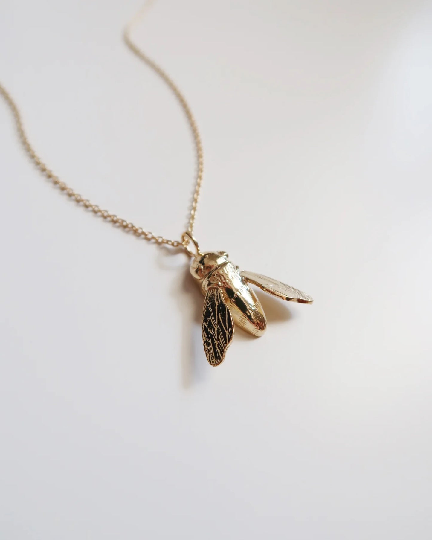 Sculptural Bee Necklace - Gold Plated Sterling Silver