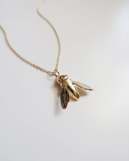 Sculptural Bee Necklace - Gold Plated Sterling Silver