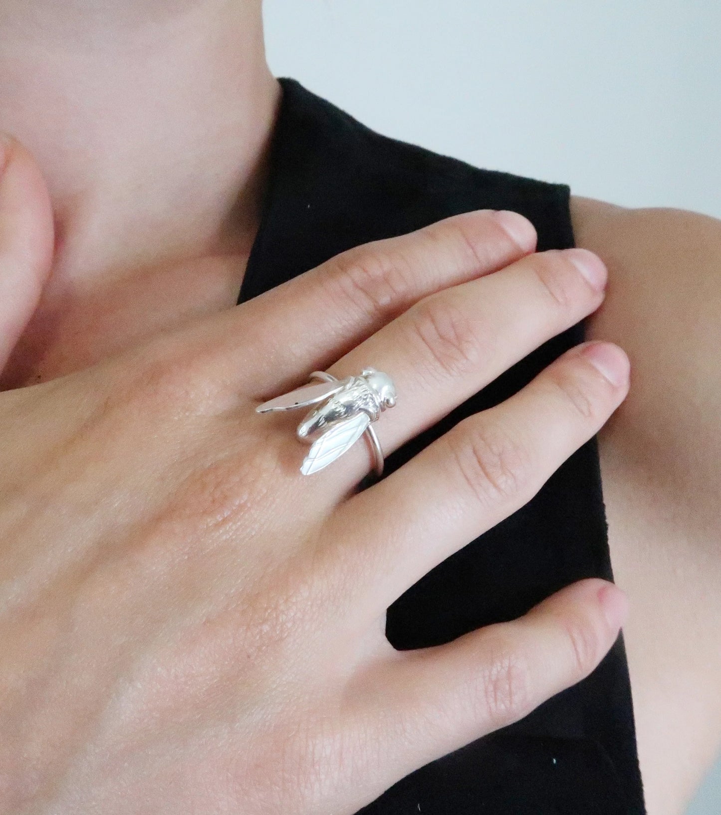 Sculptural Bee Ring - Sterling Silver