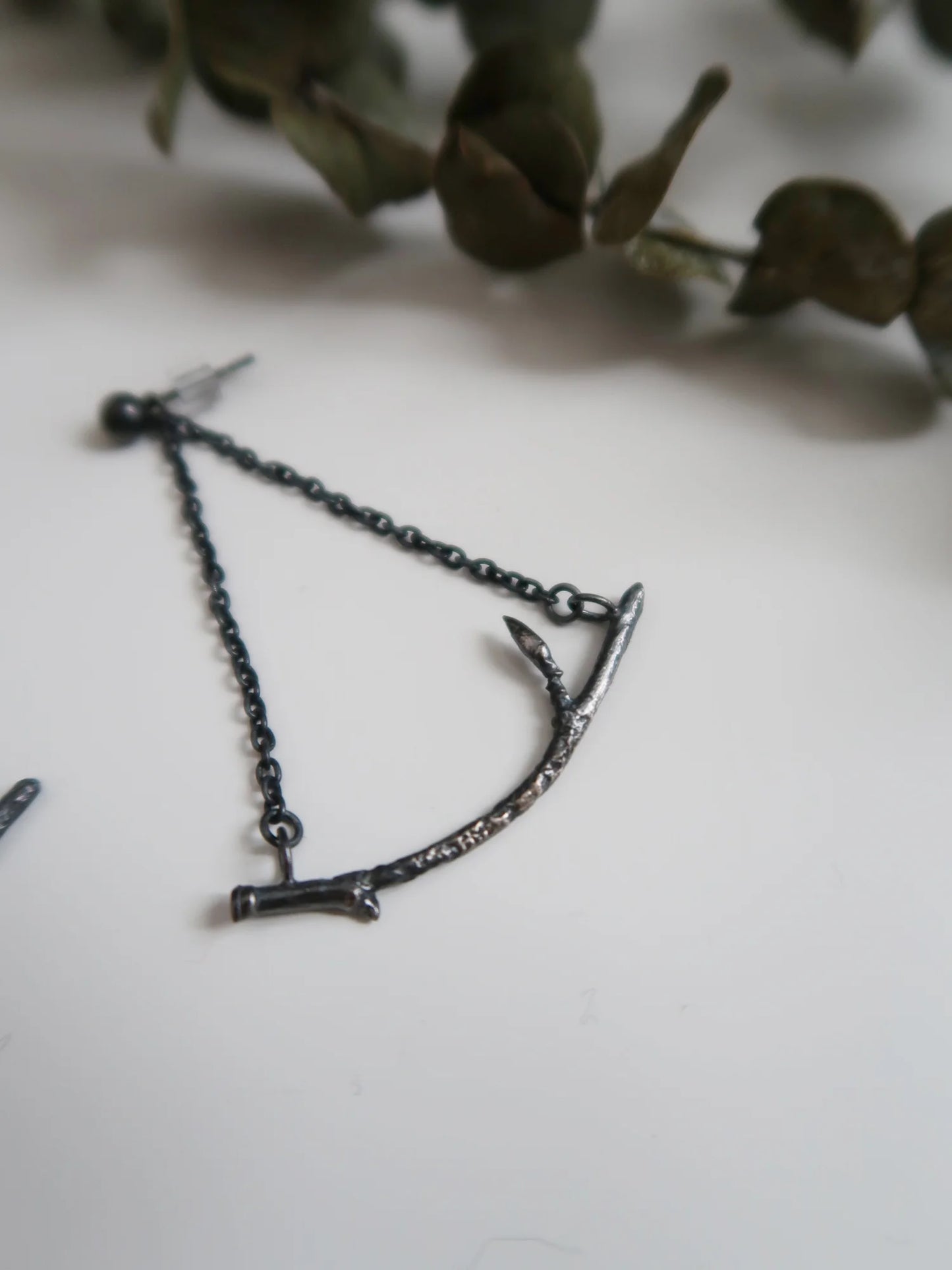 Branch Chandelier Earrings - Oxidized Silver