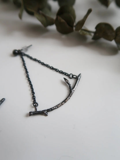 Branch Chandelier Earrings - Oxidized Silver