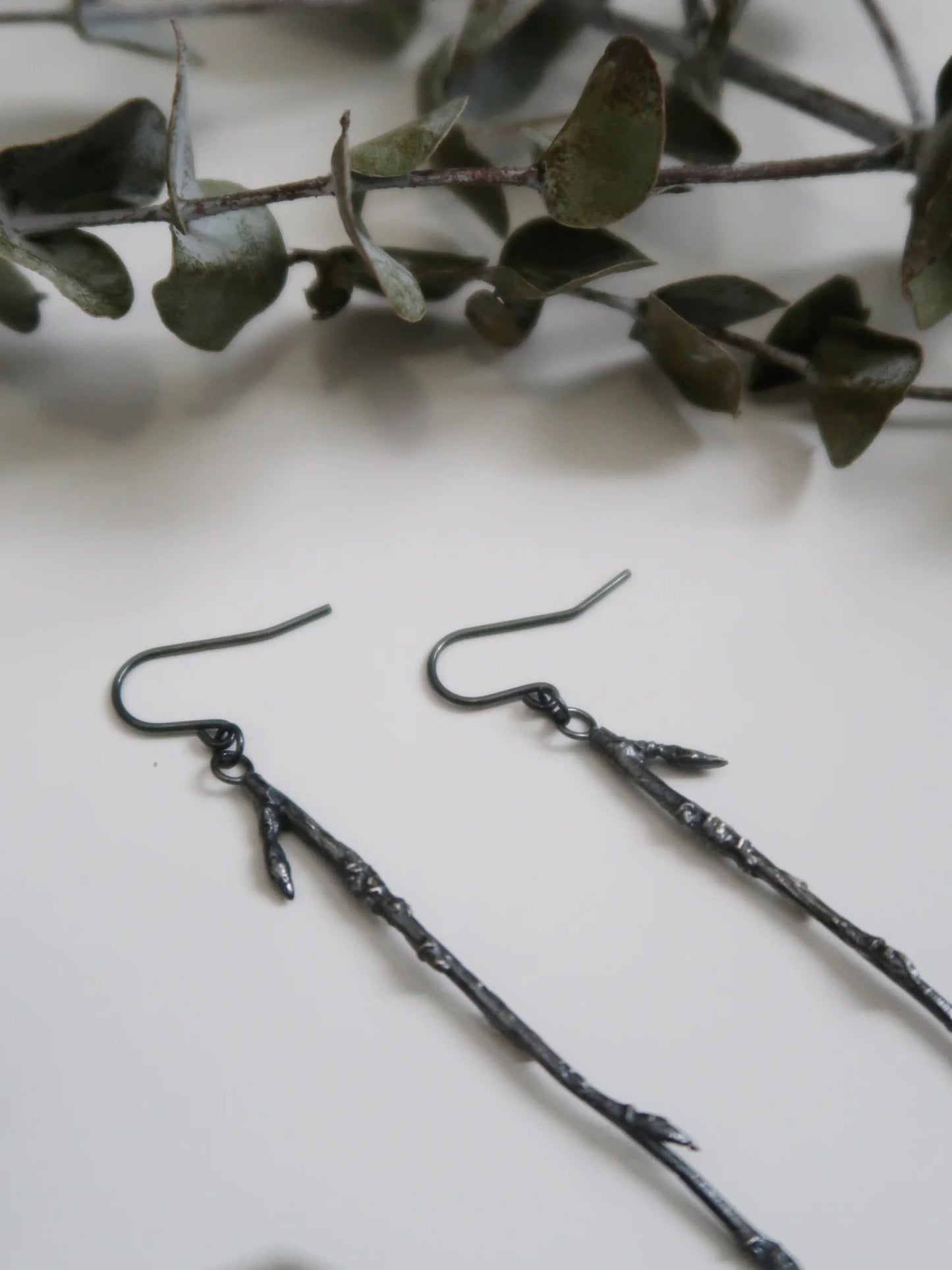 Branch Dangle Earrings - Oxidized Silver