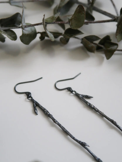 Branch Dangle Earrings - Oxidized Silver