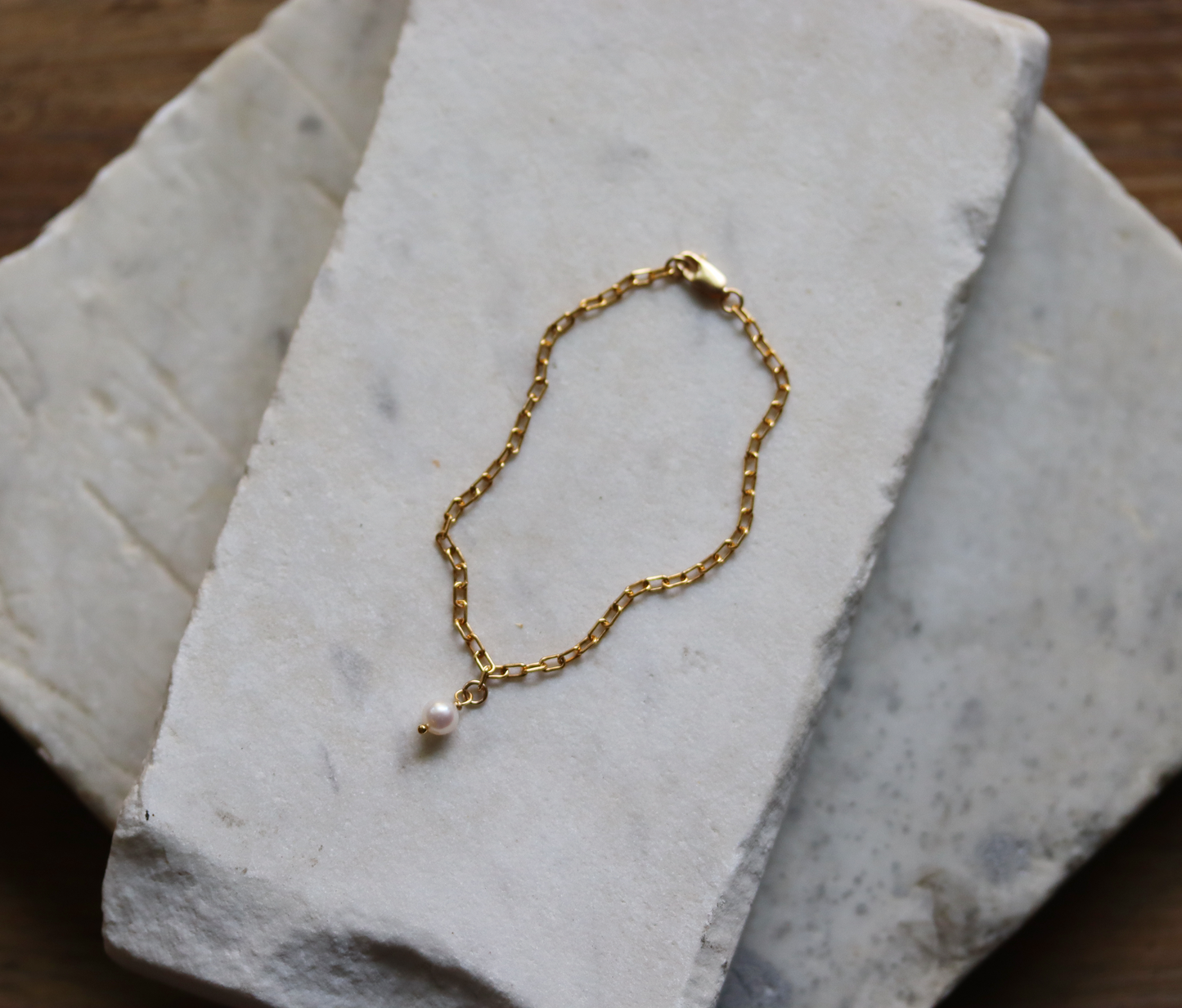 Gold Fill Pearl Charm Bracelet