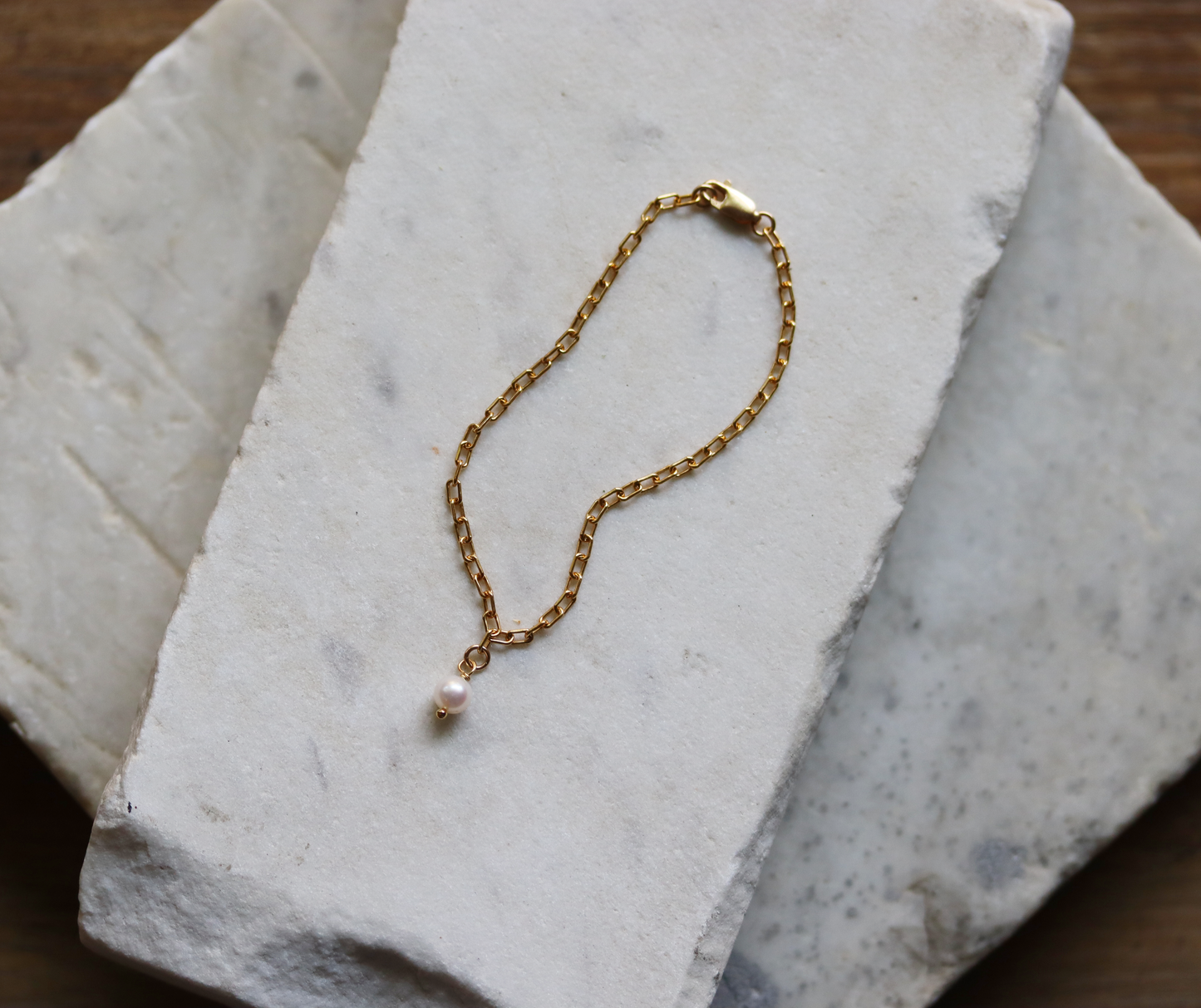 Gold Fill Pearl Charm Bracelet