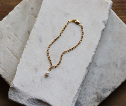 Gold Fill Pearl Charm Bracelet