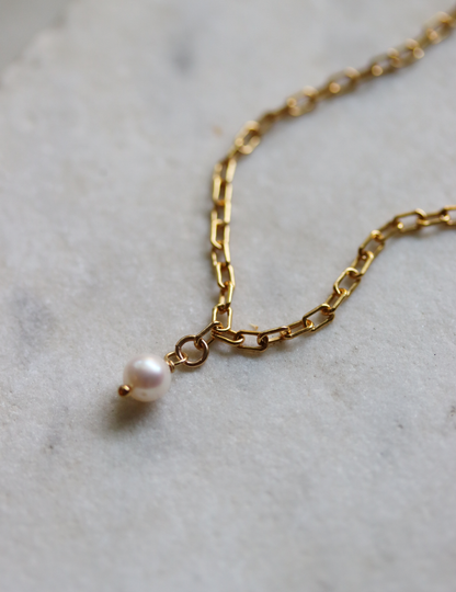 Gold Fill Pearl Charm Bracelet