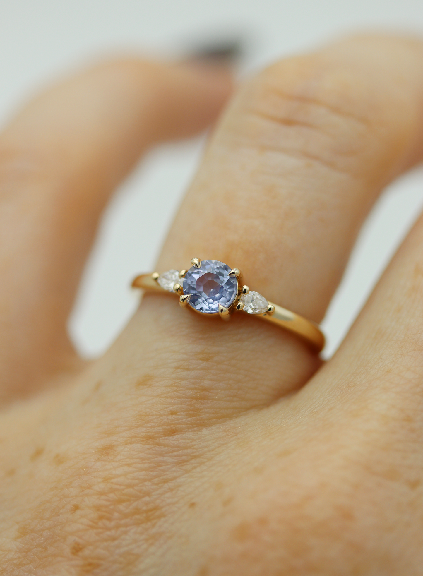 Moira 0.63ct Pale Blue Round Brilliant Cut Sapphire and Diamond Engagement Ring