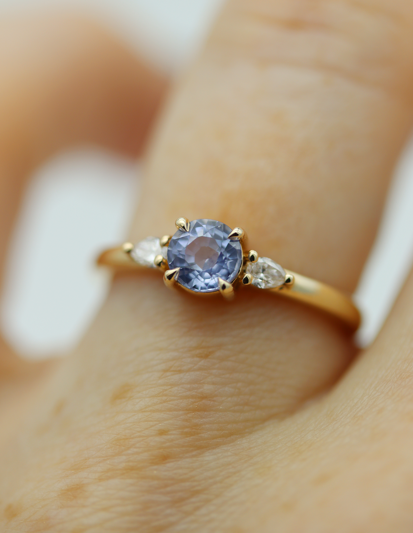 Moira 0.63ct Pale Blue Round Brilliant Cut Sapphire and Diamond Engagement Ring