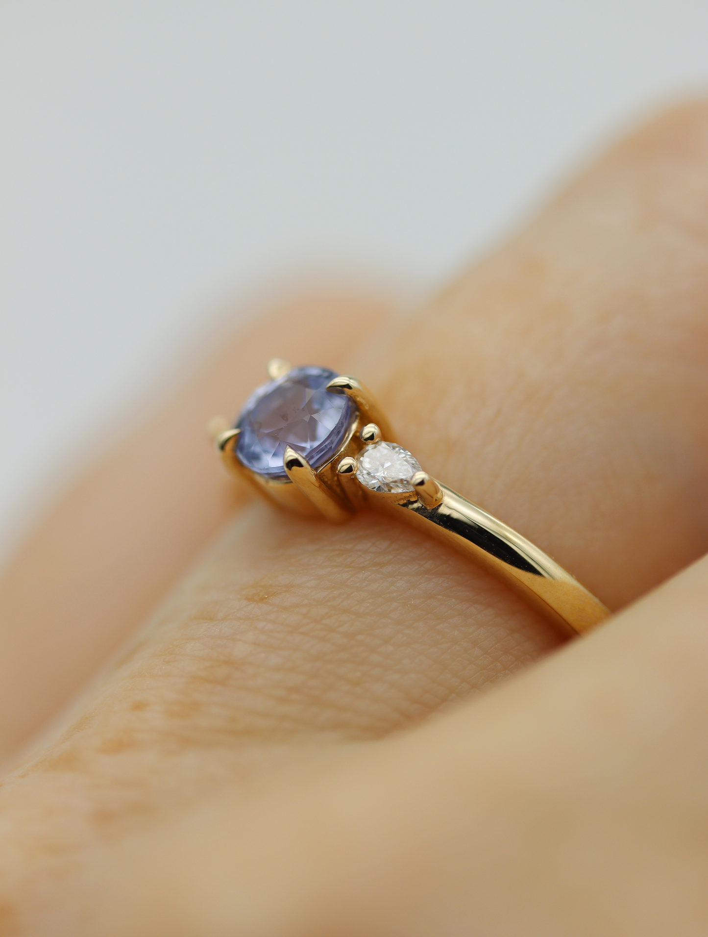 Moira 0.63ct Pale Blue Round Brilliant Cut Sapphire and Diamond Engagement Ring