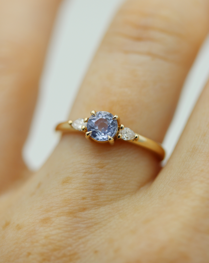 Moira 0.63ct Pale Blue Round Brilliant Cut Sapphire and Diamond Engagement Ring