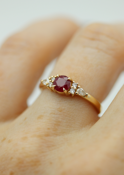 Rory 0.65ct Natural Round Brilliant Cut Ruby Engagement Ring
