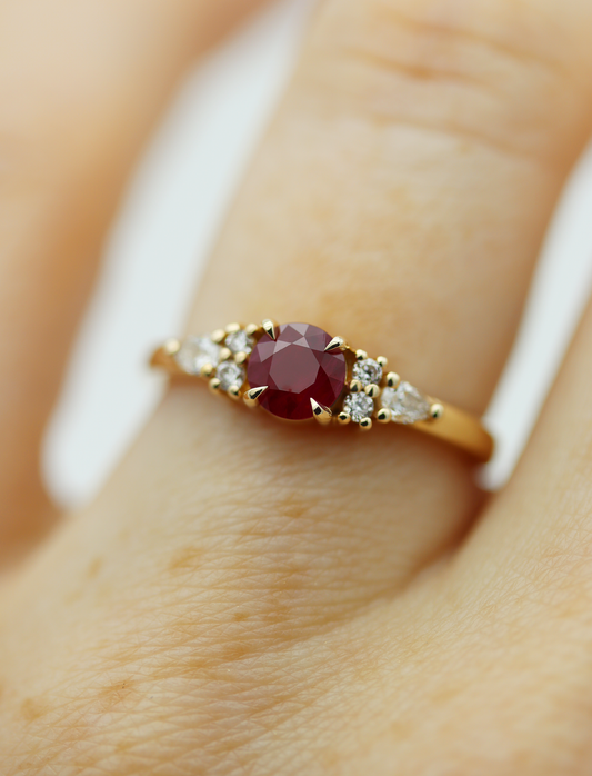 Rory 0.65ct Natural Round Brilliant Cut Ruby Engagement Ring
