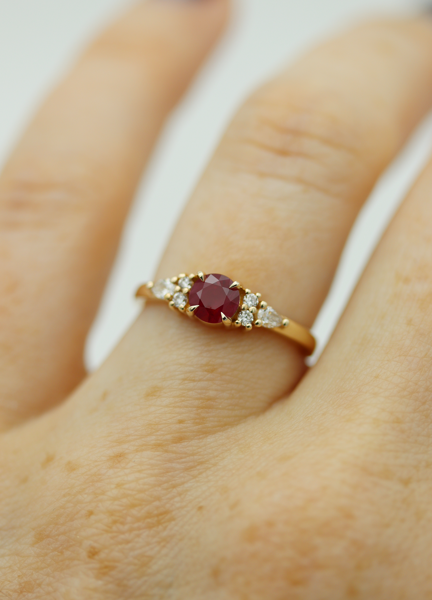 Rory 0.65ct Natural Round Brilliant Cut Ruby Engagement Ring