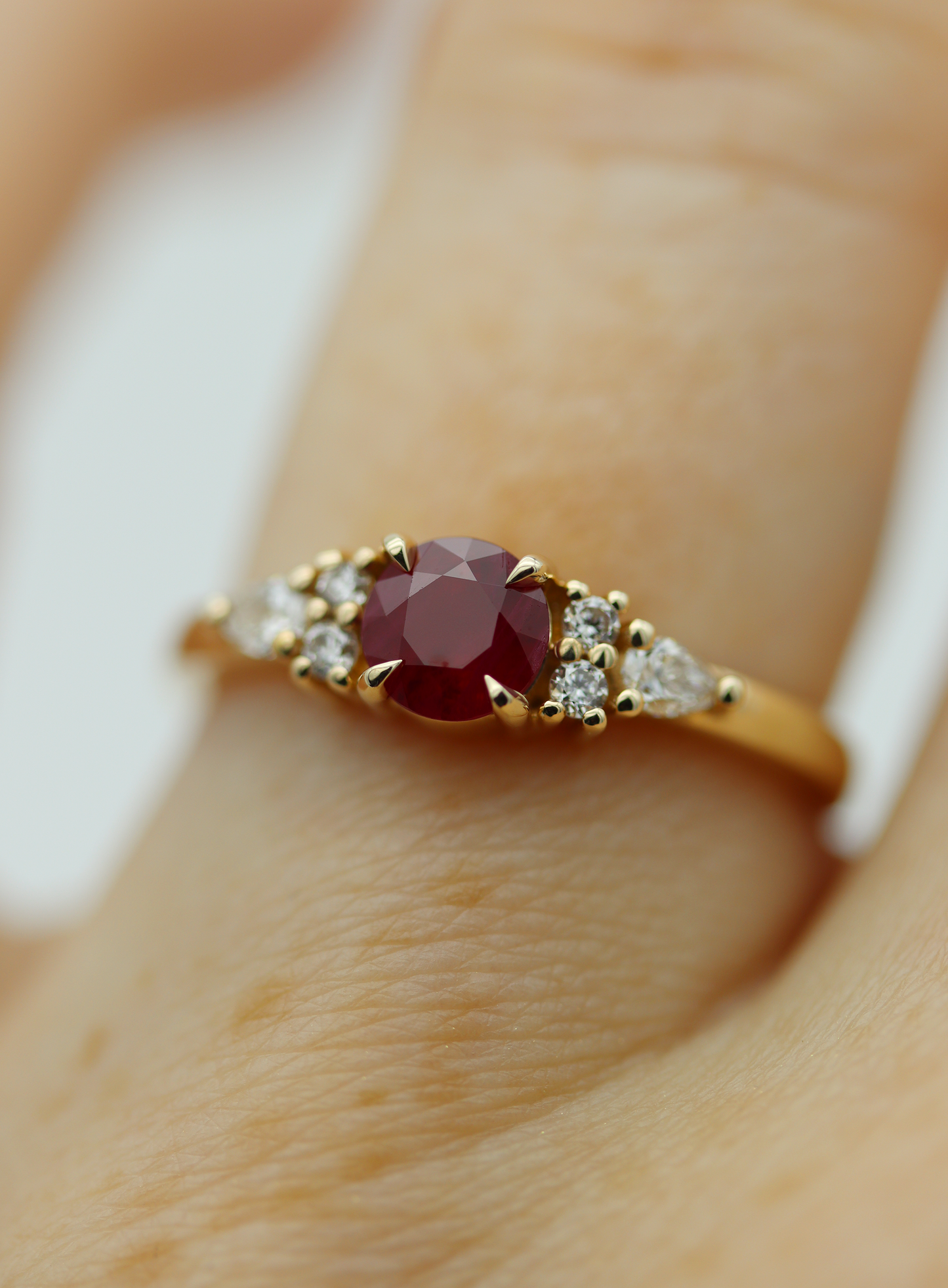 Rory 0.65ct Natural Round Brilliant Cut Ruby Engagement Ring