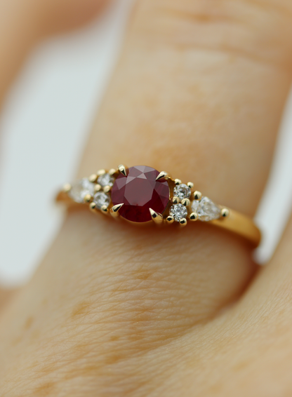 Rory 0.65ct Natural Round Brilliant Cut Ruby Engagement Ring