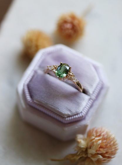 Isla 1.09ct Forest Green Oval Sapphire Engagement Ring