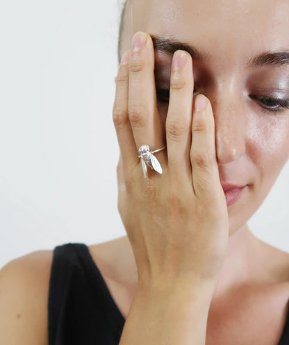 Sculptural Bee Ring - Sterling Silver