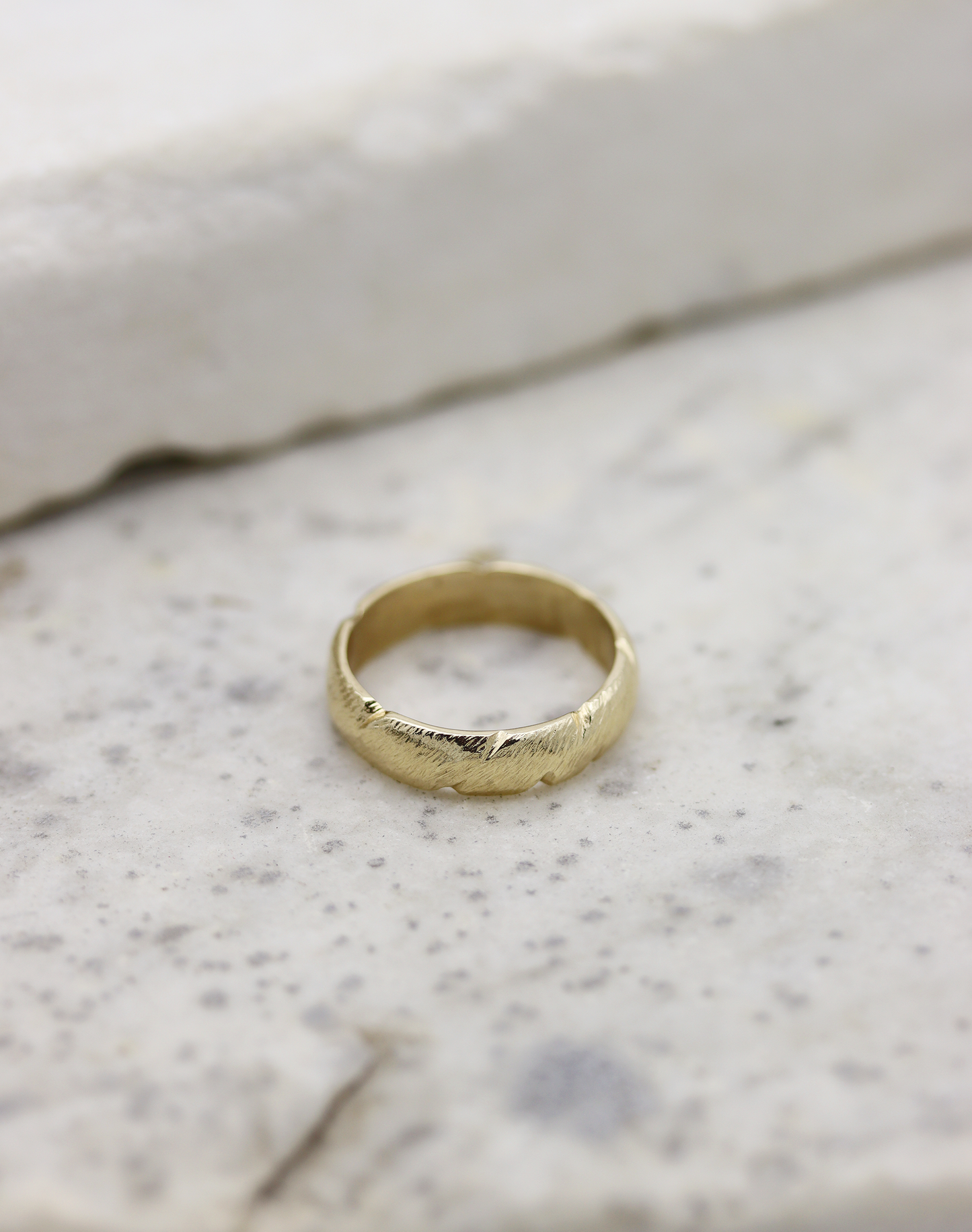10K Yellow Gold Etched Wedding Band