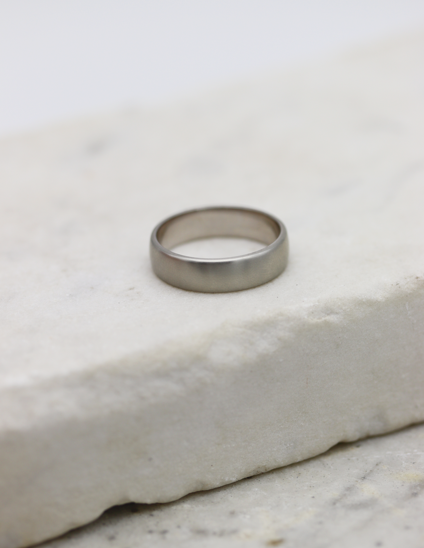 10K White Gold Satin Wedding Band
