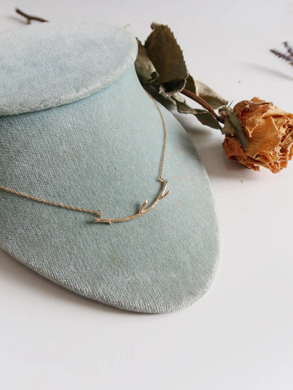 Curved Branch Necklace - Size Medium - Gold Plated Sterling Silver