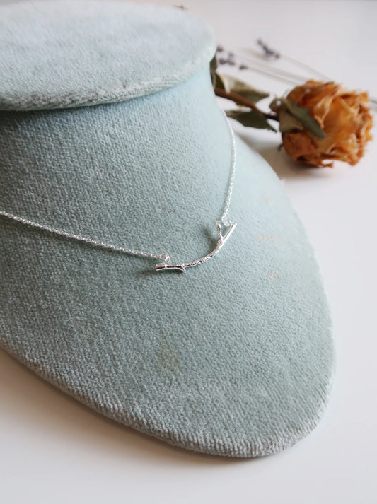 Curved Branch Necklace - Size Small - Sterling Silver