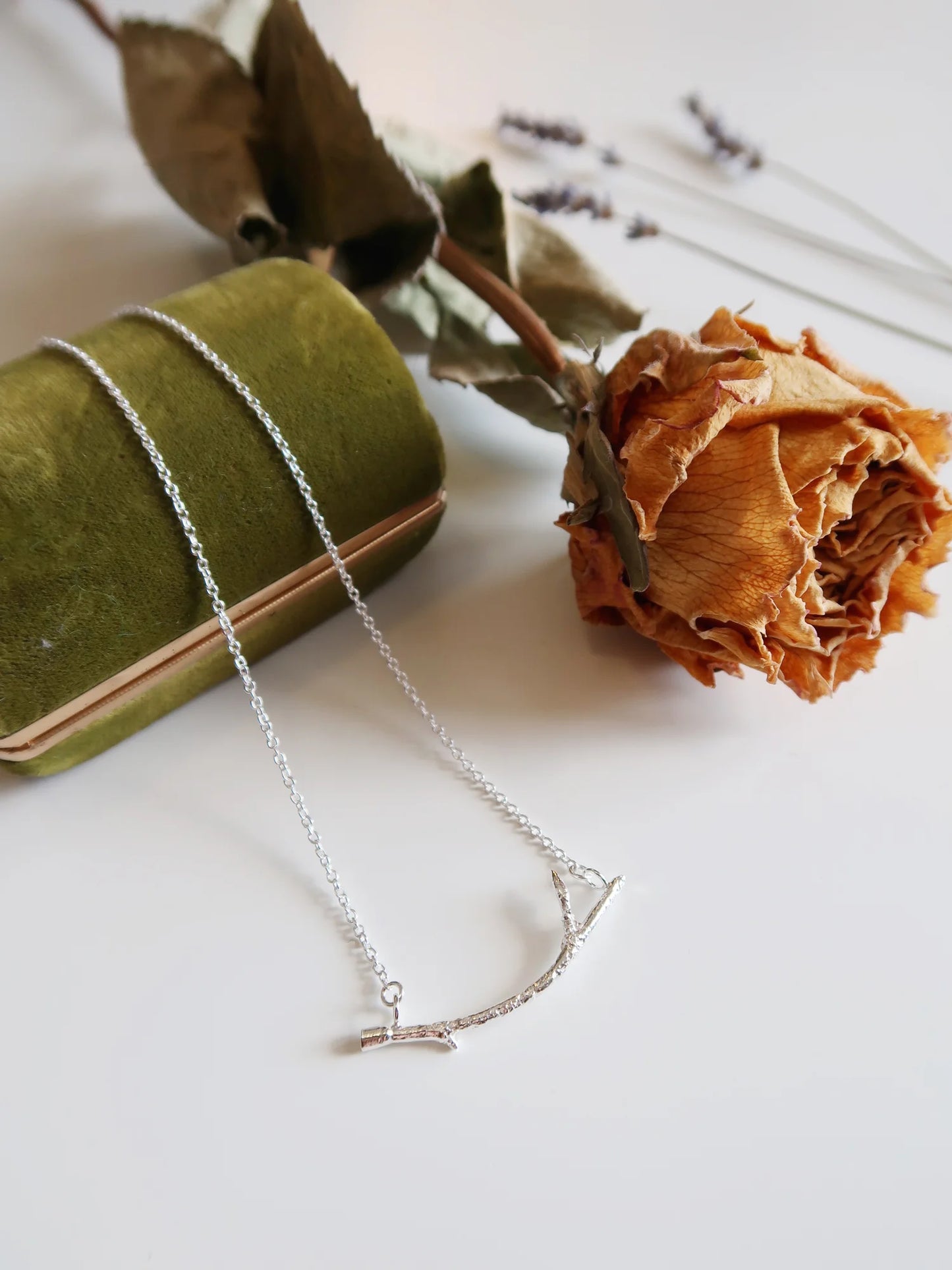 Curved Branch Necklace - Size Small - Sterling Silver