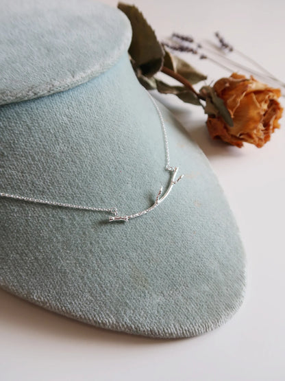 Curved Silver Branch Necklace - Size Medium