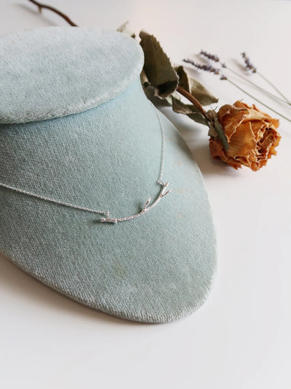 Curved Silver Branch Necklace - Size Medium